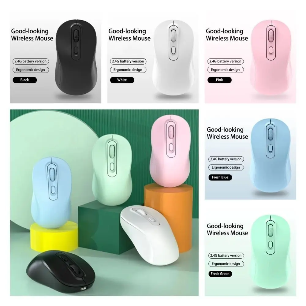 2.4GHz Macaron Wireless Mouse Noiseless 1600DPI Ergonomics Wireless Mouse Portable Low Energy Consumption