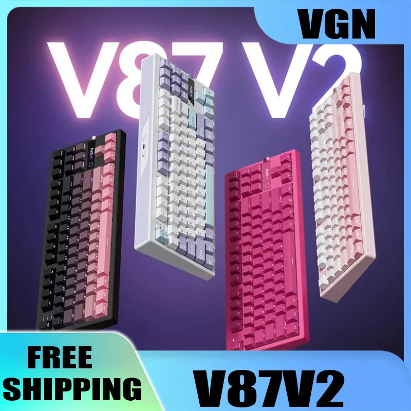 

New VGN V87 V2 Wireless Mechanical Keyboard 3Mode Gasket Structure RGB E-sports Gaming Customized Pc Laptop Accessories Gifts