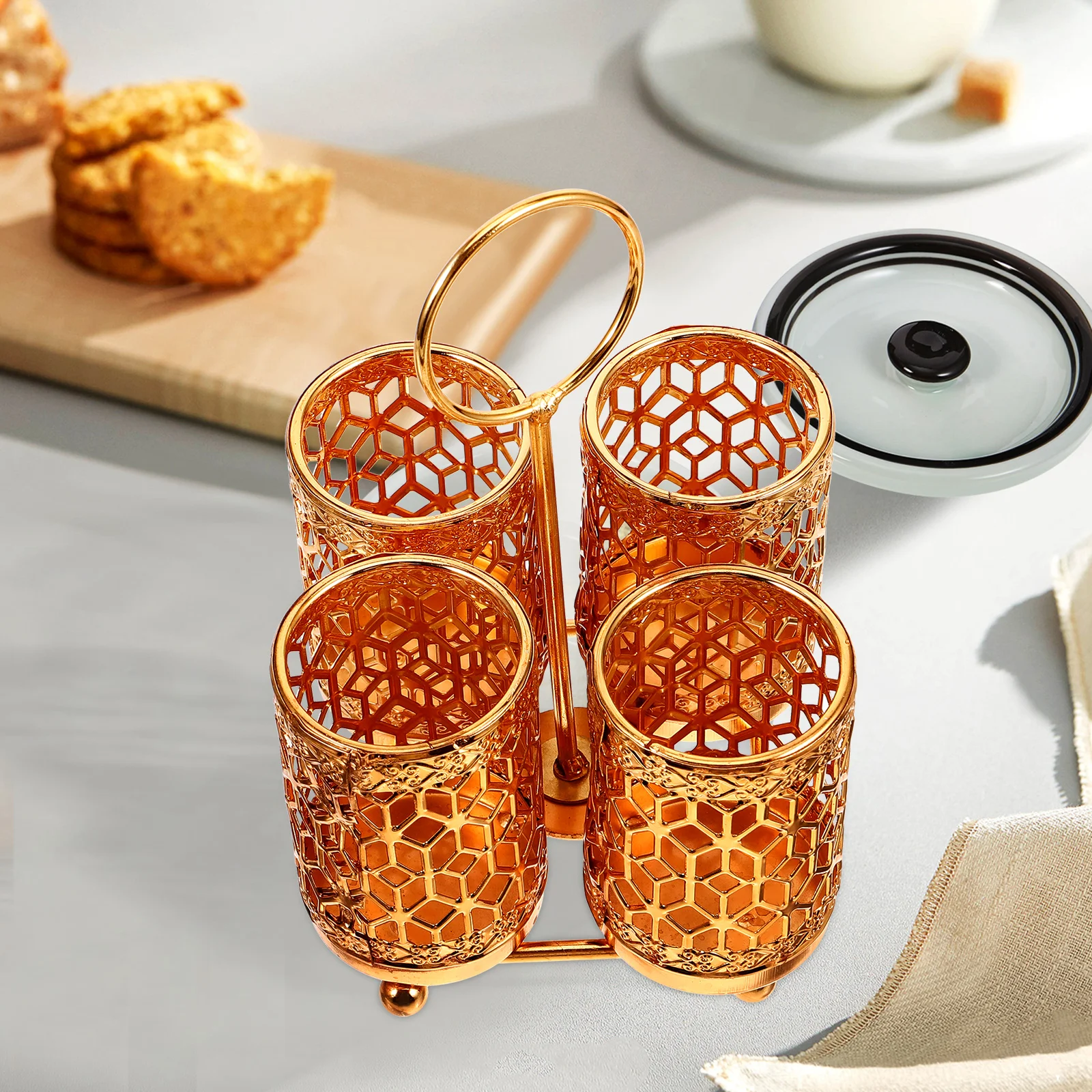 

Multi-tube Drain Rack Modern Utensil Holder Silverware Cutlery Home for Countertop Iron Small Organizer Decorative Practical