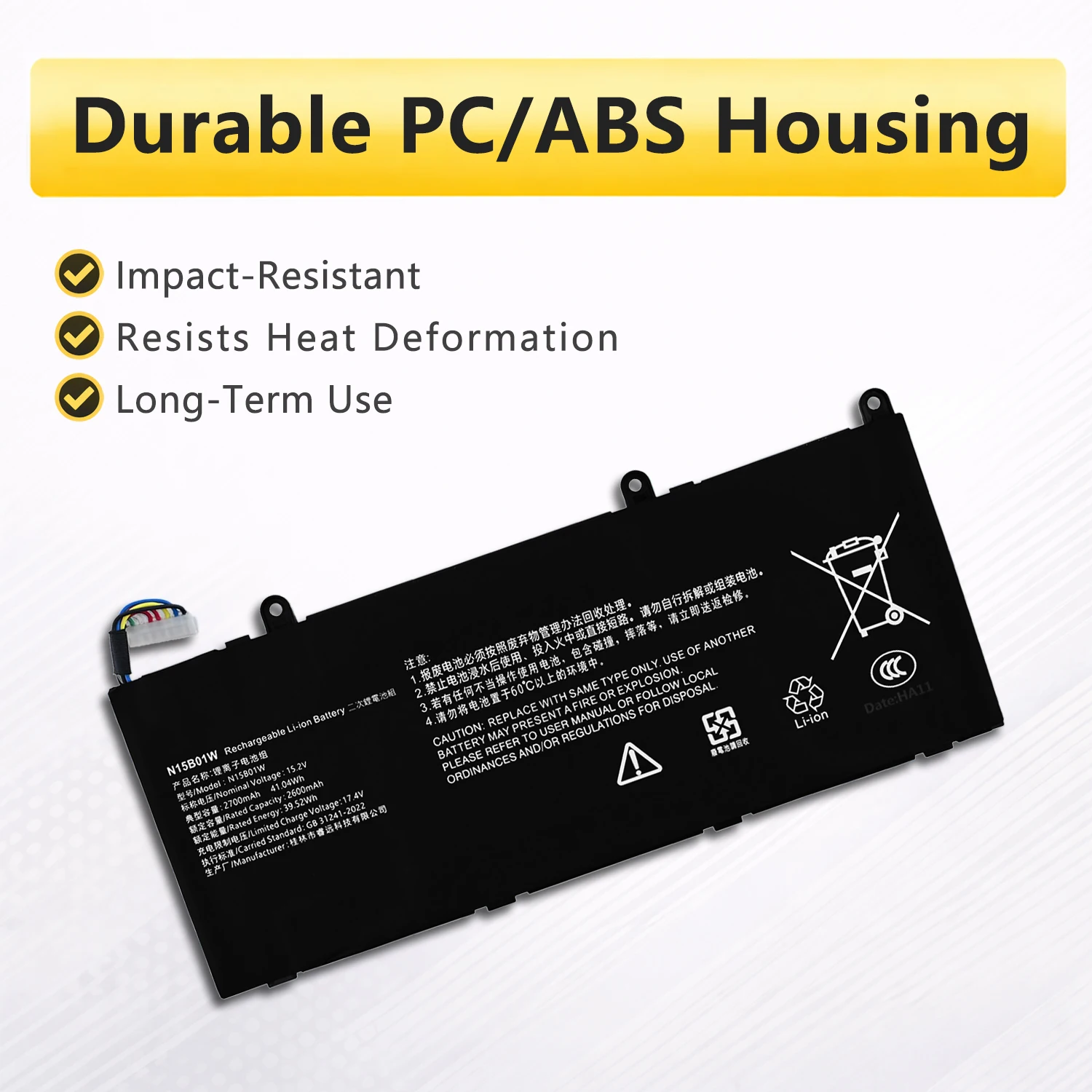 PowerHub N15B01W 15.4V 40.04Wh Laptop Battery For Xiaomi Ruby 15.6