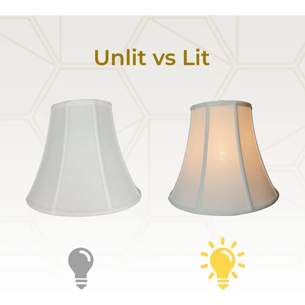 مجموعة غطاء مصباح الجرس الحقيقي الأساسي باللون الأبيض من الكتان مكونة من 2، 7 × 14 × 11.5 بوصة، مثالية لديكور الإضاءة المنزلية #4