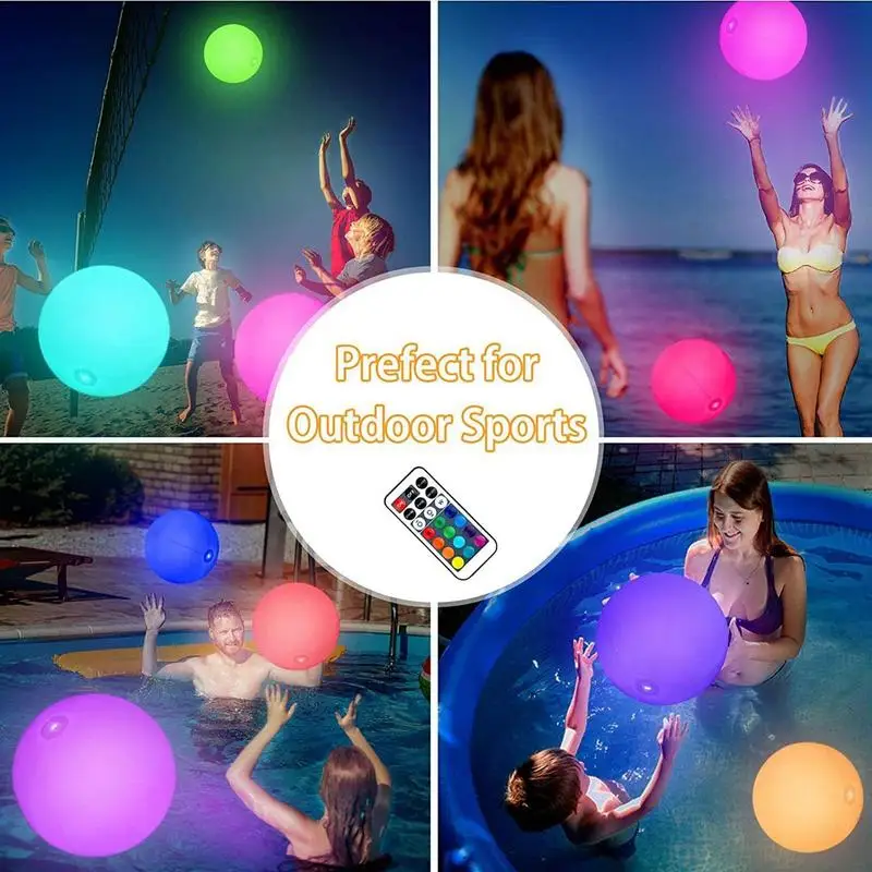 LED Beach Balls Glow In Dark 16 Colors Lights Inflatable Pool Toys Outdoor Pool Beach Party Supplies For Neon Decoration