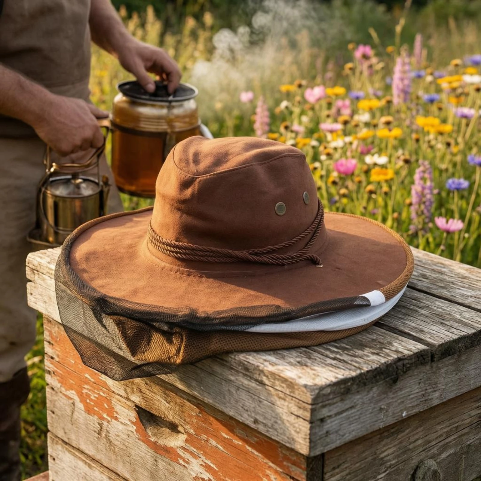 Beekeeping Hat with Veil Domed Crown Beekeeping Cap with Head Net Mesh Beekeeper Hat Chin Strap Safety Gear