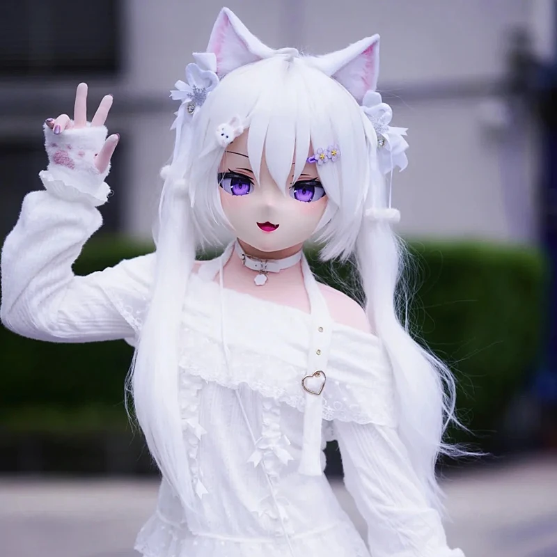 (MEO225) Customize Handmade Full Head Lockable Crossdress Male to Female Japanese Cartoon Anime Game Character Kigurumi Mask