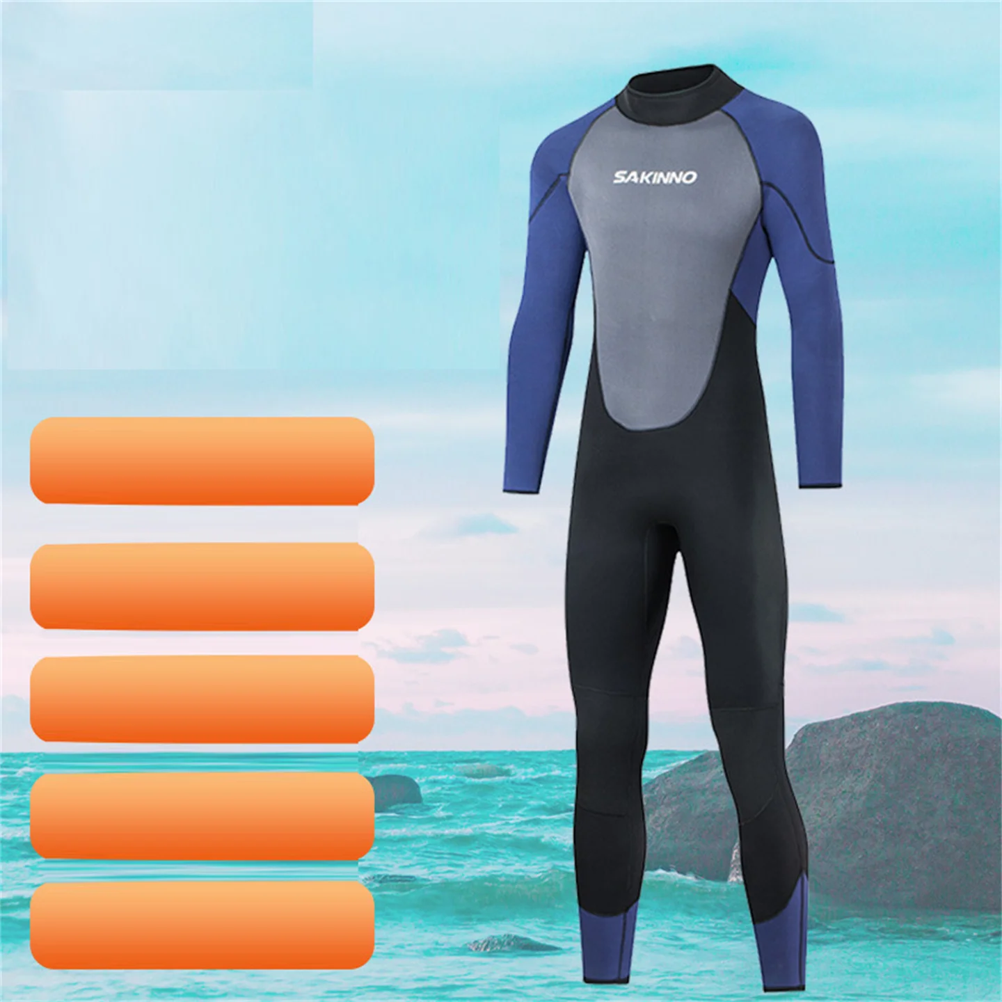 Muta in Neoprene da 5MM muta da sub monopezzo con cerniera posteriore a maniche lunghe da uomo per il surf, lo Snorkeling, il costume da bagno termico invernale