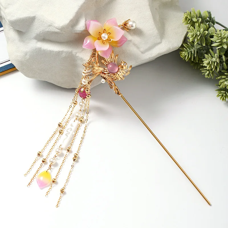 Vintage Chinese Traditional Flower Hairpin Classic Hair Stick Elegant Women Elegant Hanfu Hair Accessories Headdress Gift