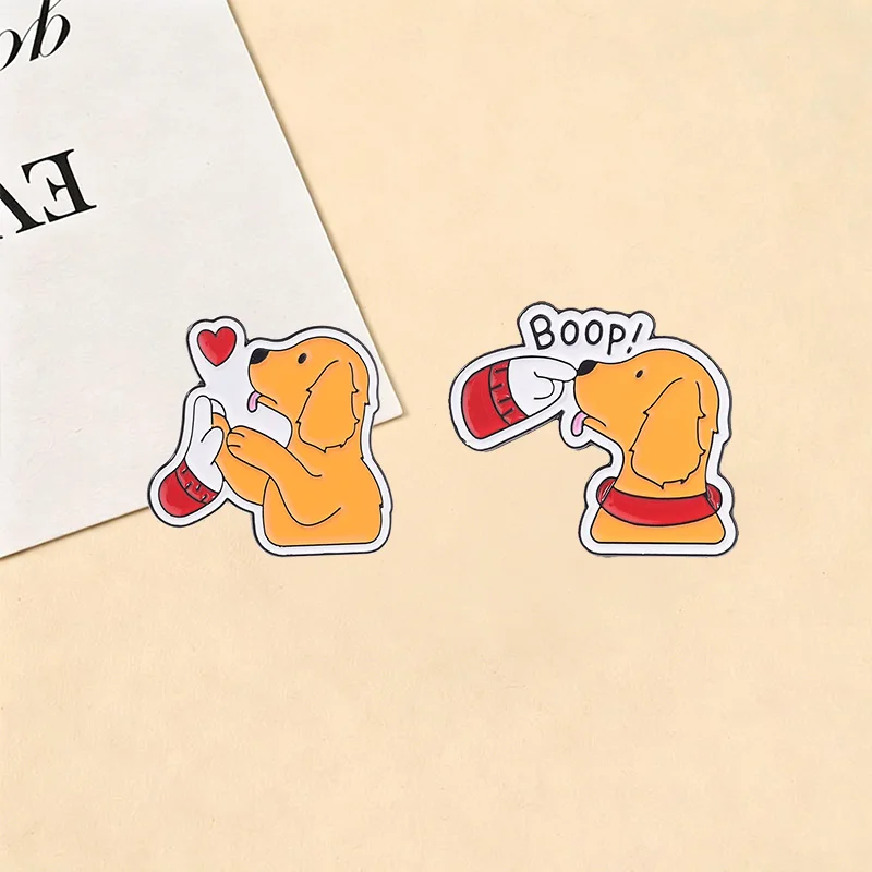 Niedliches Cartoon-Hund-Zitat-Emaille-Abzeichen, lustiger Welpen-Text-Reversnadel, dekorative Brosche, Set für Rucksack, Geschenk für Hundeliebhaber – Detail 5