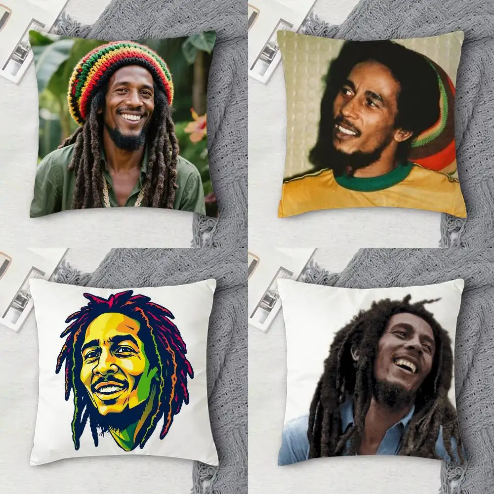 

B-Bob Marley Double-sided Printed Square Decorative Cushion Cover for Sofa Living Room Home Decor