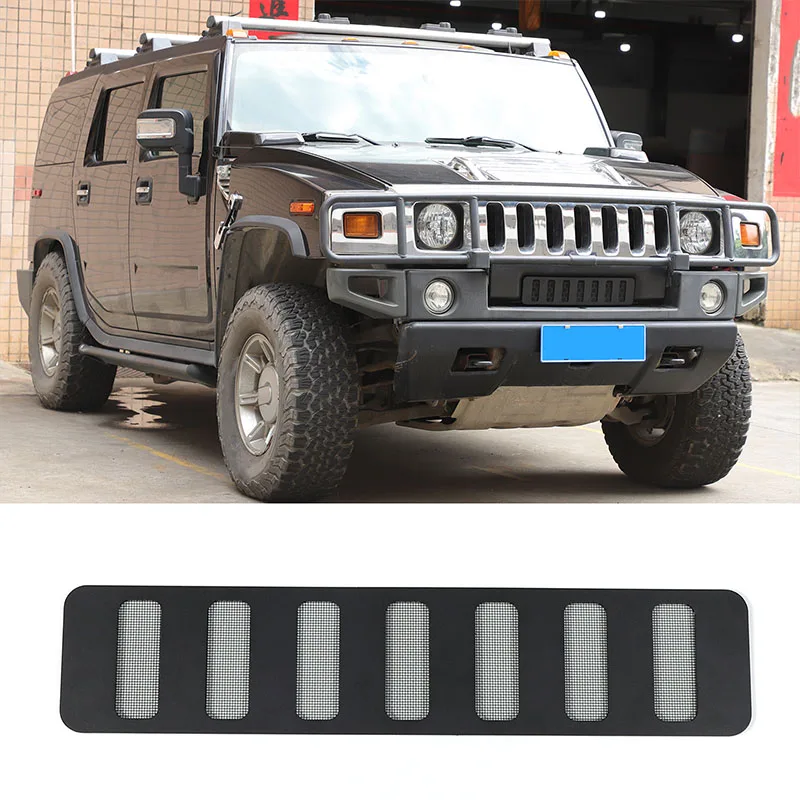 For 03-09 Hummer H2 front lower center grille decorative plate, aluminum alloy, black, 1-piece set (dense mesh model) auto parts