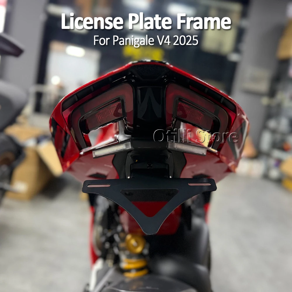 دراجة نارية الملحقات لوحة ترخيص حامل الحاجز مزيل تسجيل قوس بدوره إشارة ل Ducati Panigale V4 2025 #2