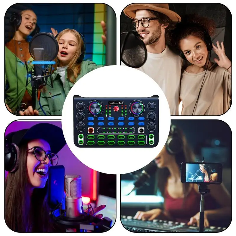 Geluidskaart Voor Streaming Streaming Mixer Geluidseffecten Bord Oplaadbare Audio Opname Mixers Muziek Mixer Board Audio Mixer