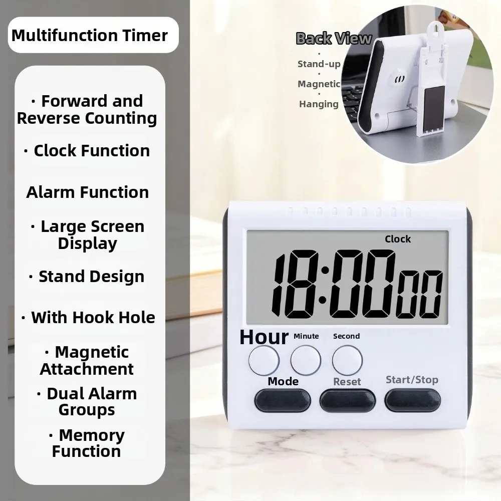 New Magnetic Kitchen Timer Hangable Back Bracket LCD Digital Timer Multifuntion Large Display Count Down Clock Kitchen Use