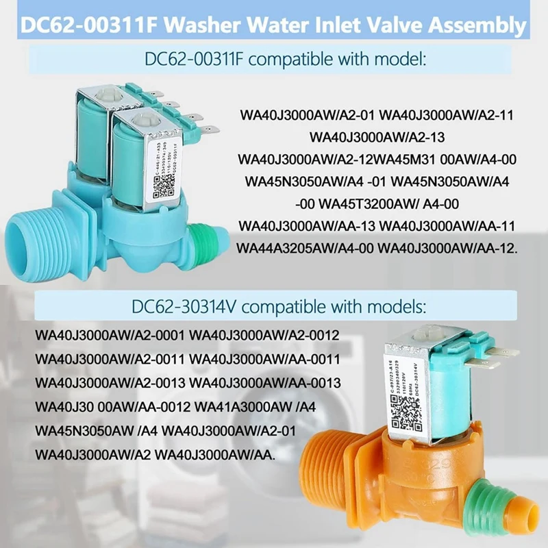 DC62-00311F&DC62-30314V Washing Machine Water Inlet Valve For Samsung Washer,Replace AP5966624 PS11719654 EAP11719654