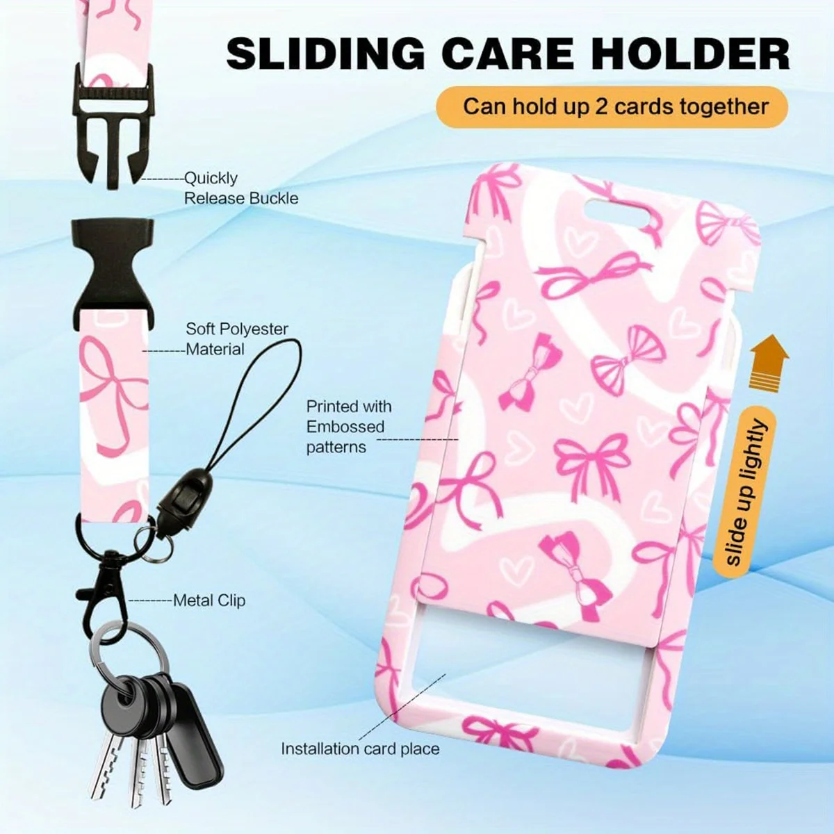 Smycze do identyfikatorów dla kobiet, urocze smycze dla nauczycielek z klipsem do identyfikatora, wysuwany brelok do kluczy, wytrzymały zwijacz do identyfikatora.