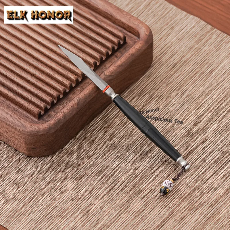 Leather Sheath Pure Titanium Tea Ceremony Accessories Kung Fu Tea Set Tea Knife Tea Splitter Tea Spatula Pry Tea Brewing Tool