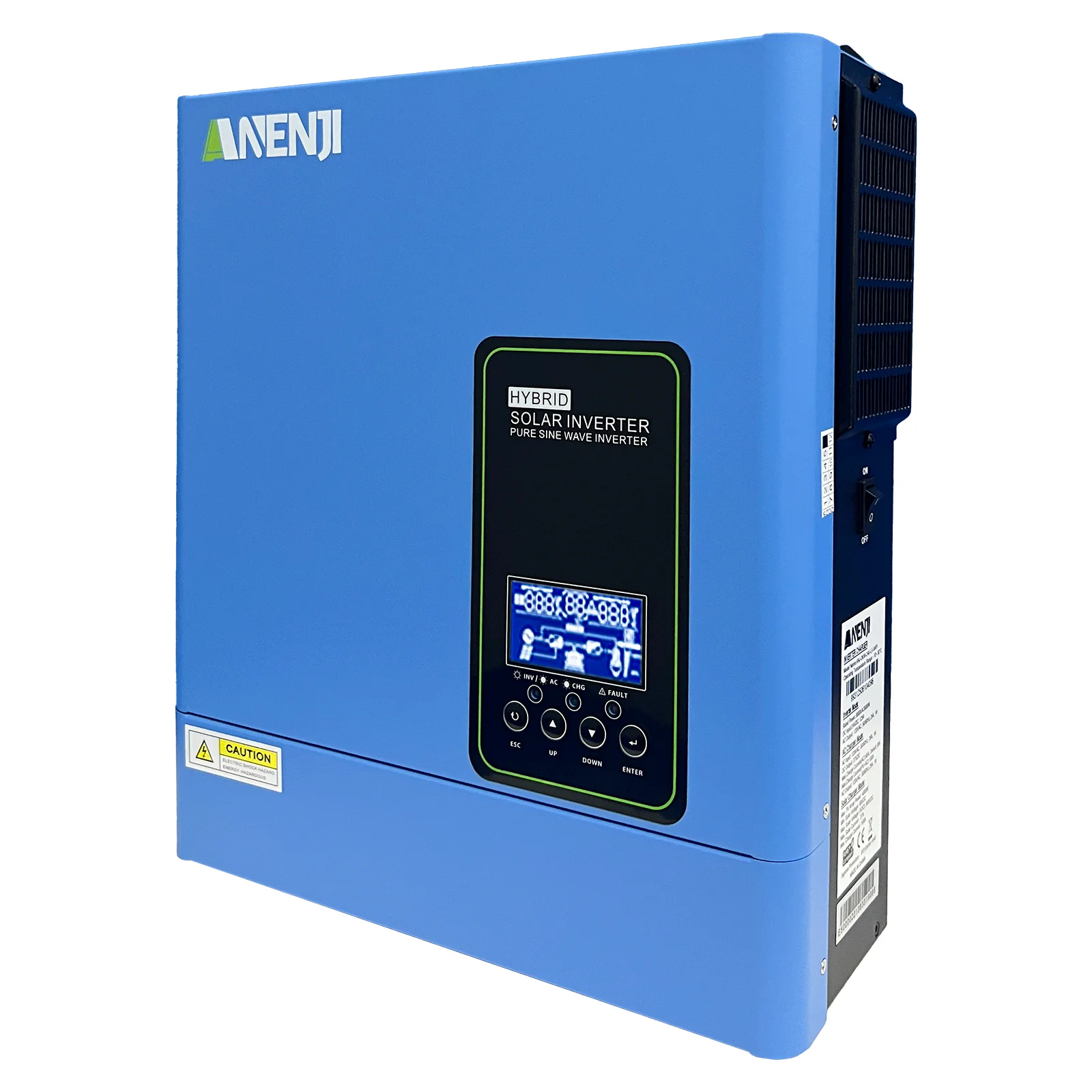 ハイブリッドソーラーインバーター Anenji社製 ANENJI 3KW 24V110/120Vac ハイブリッドソーラーインバーター 500VDC