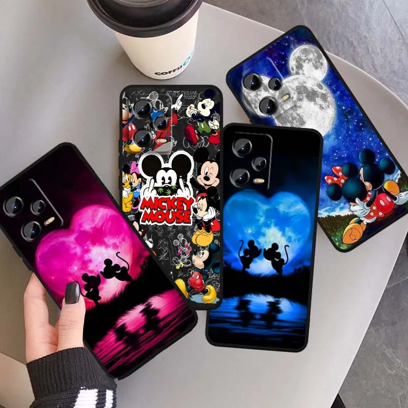 

Disney Mickey Mouse Couple Phone Case For Xiaomi Redmi Note 14 13 12 12S 11E 11 11S 11T Pro Plus 4G 5G Black Soft TPU Cover