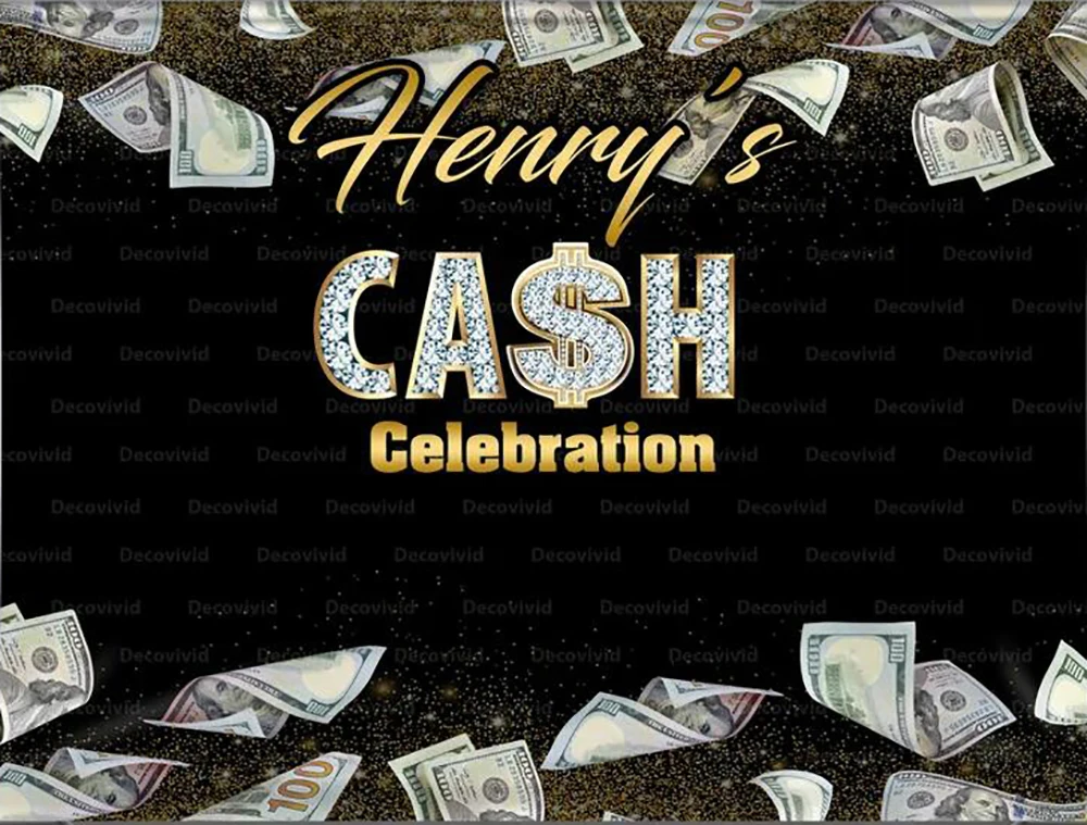 

Custom Money Cash Step And Repeat Sparkly Dollars celebration Sweet 16 Birthday backdrops party photography background