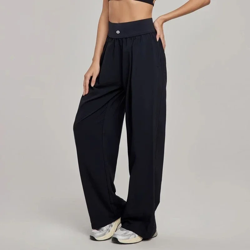 Outdoor High Waisted Loose Wide Leg Pants Women's Sports Fitness Running Exercise Pants image 4