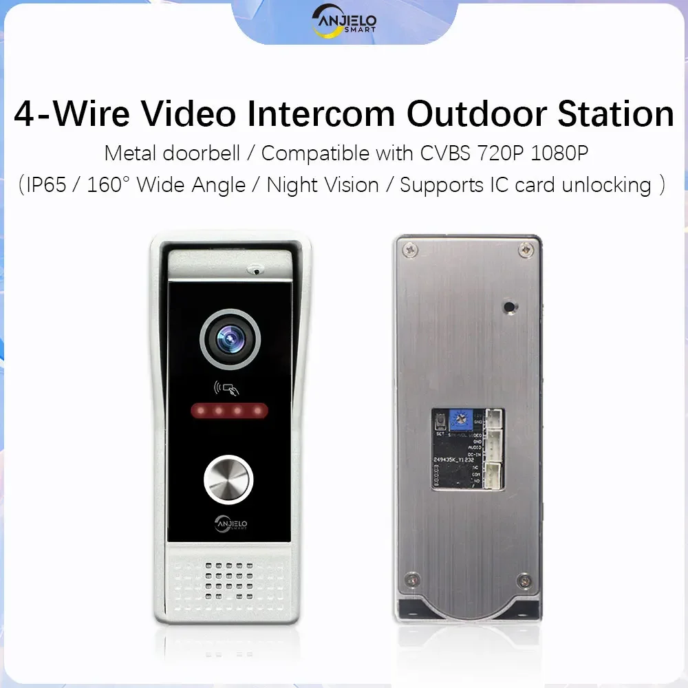 Metal Doorbell Video Intercom Outdoor Unit Compatible CVBS/720P/1080P IP65 Waterproof Infrared Night Vision With RFID Swipe Card