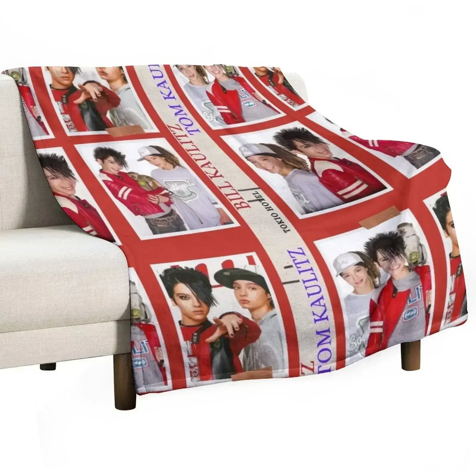 Tom Kaulitz and Bill Kaulitz Throw Blanket Retros Sofa Quilt funny gift Sofa Throw Hairy Blankets For Sofas Blankets