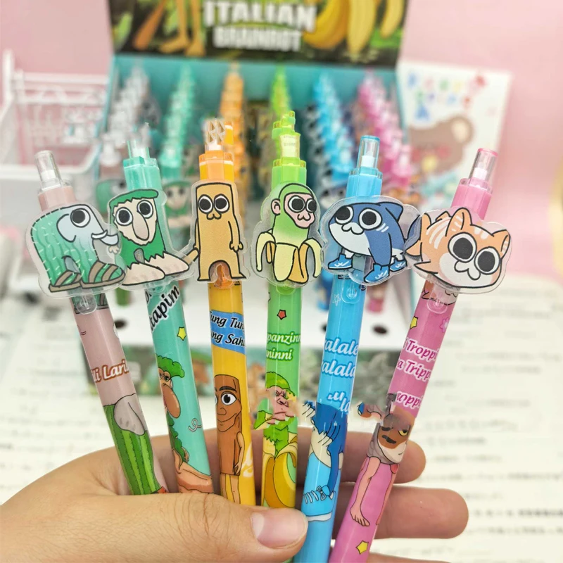 

6pcs Tralalero Tralala Paster Gel Pen Cartoon 0.5 Black Press Signature Pen Student Stationery Wholesale