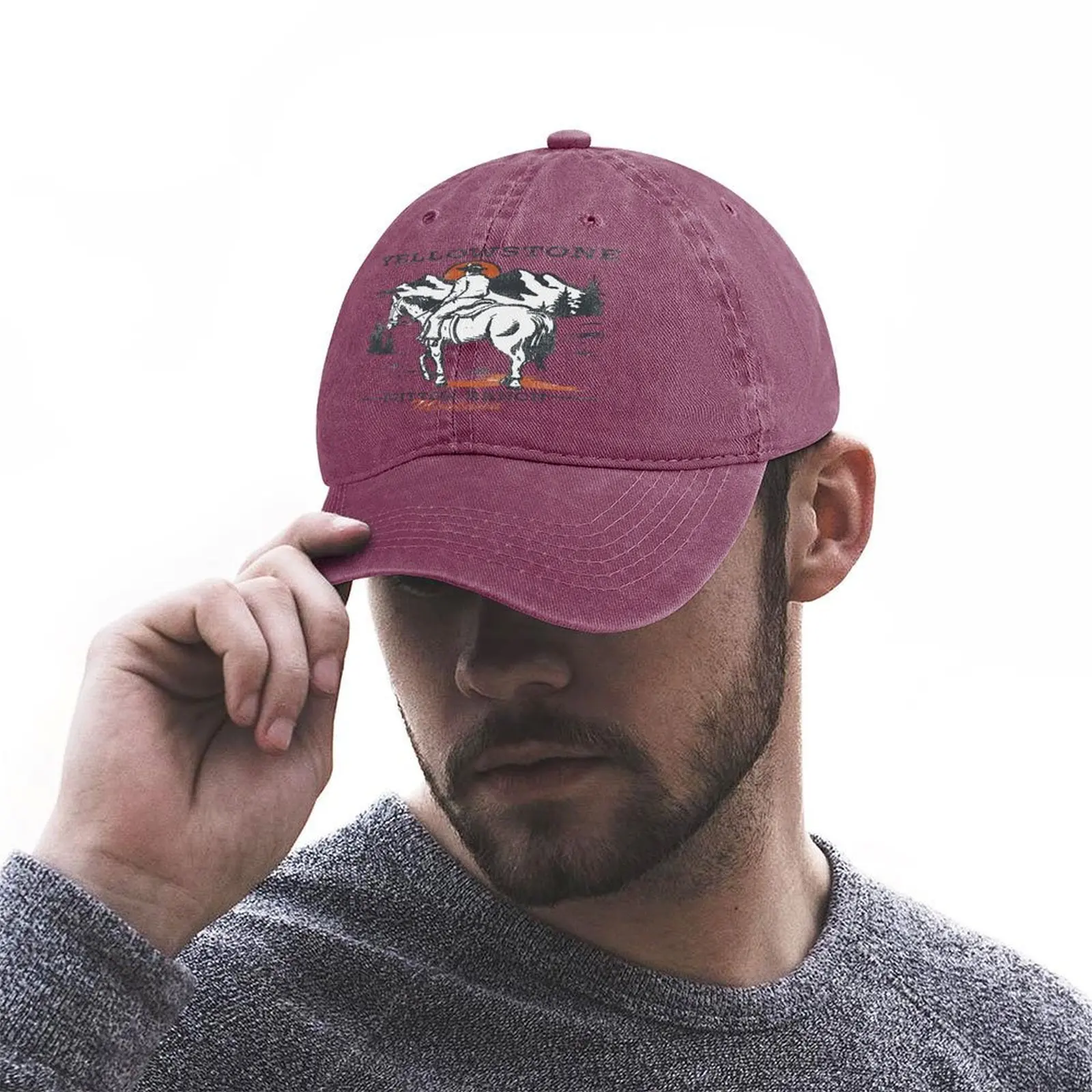 Yellowstone Dutton Ranch pola cetak Unisex topi Trucker hadiah ulang tahun ayah topi jala topi olahraga luar ruangan Dropshipping