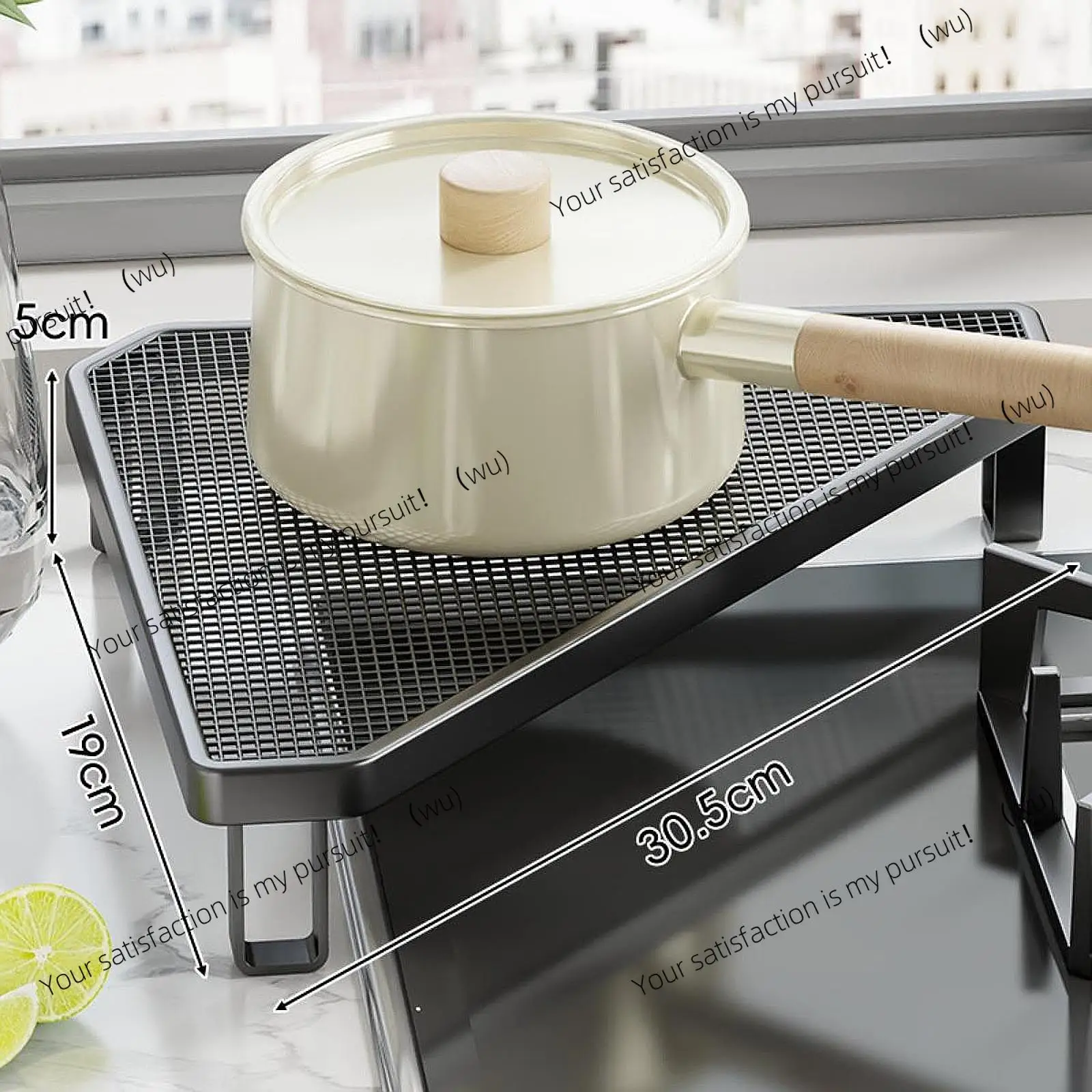 Kitchen Pot Rack Countertop Corner Tripod Pot Gas Stove Side Bracket Triangular Storage Rack Anti-Scalding Rack For Gas Counter