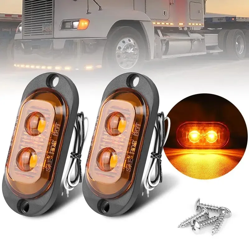 2PCS Truck Marker Lights LED White /Red /Yellow Lighting Car Signal Side Warning Light Assembly LED Taillights 24v 12v for Truck