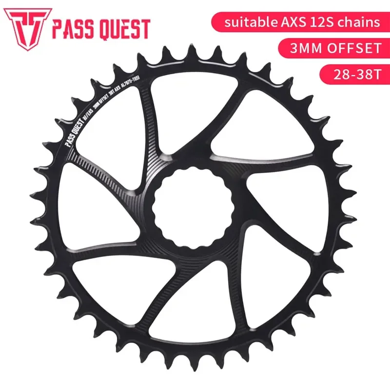 

PASS QUEST for RF AXS 3mm Offset Direct Mount Narrow Wide and Round Road Bike Chainring 28T-38T for 12 speed