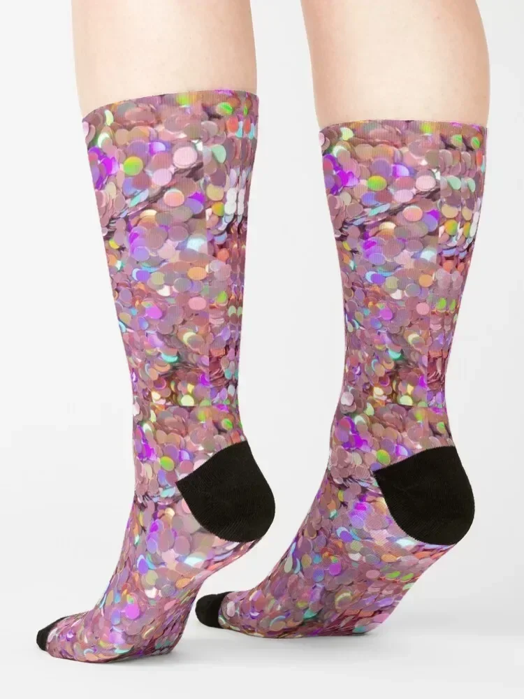 Pink Glitter Sequins Socks Novelties basketball sheer cotton Socks Ladies Men's
