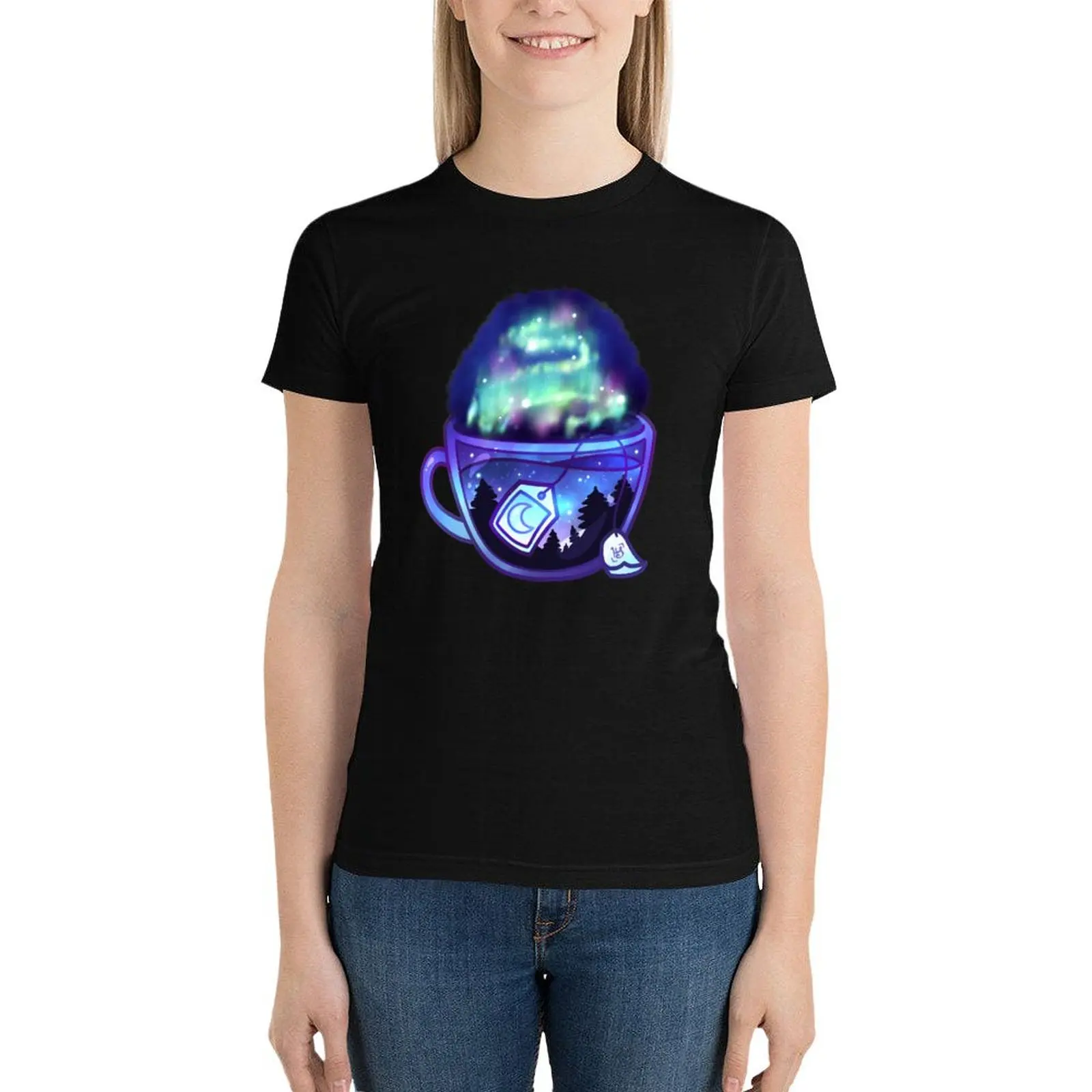 Aurora Borealis Tea - Dreamy Aesthetic T-Shirt kawaii clothes tops funny anime clothes new edition t shirts for Women