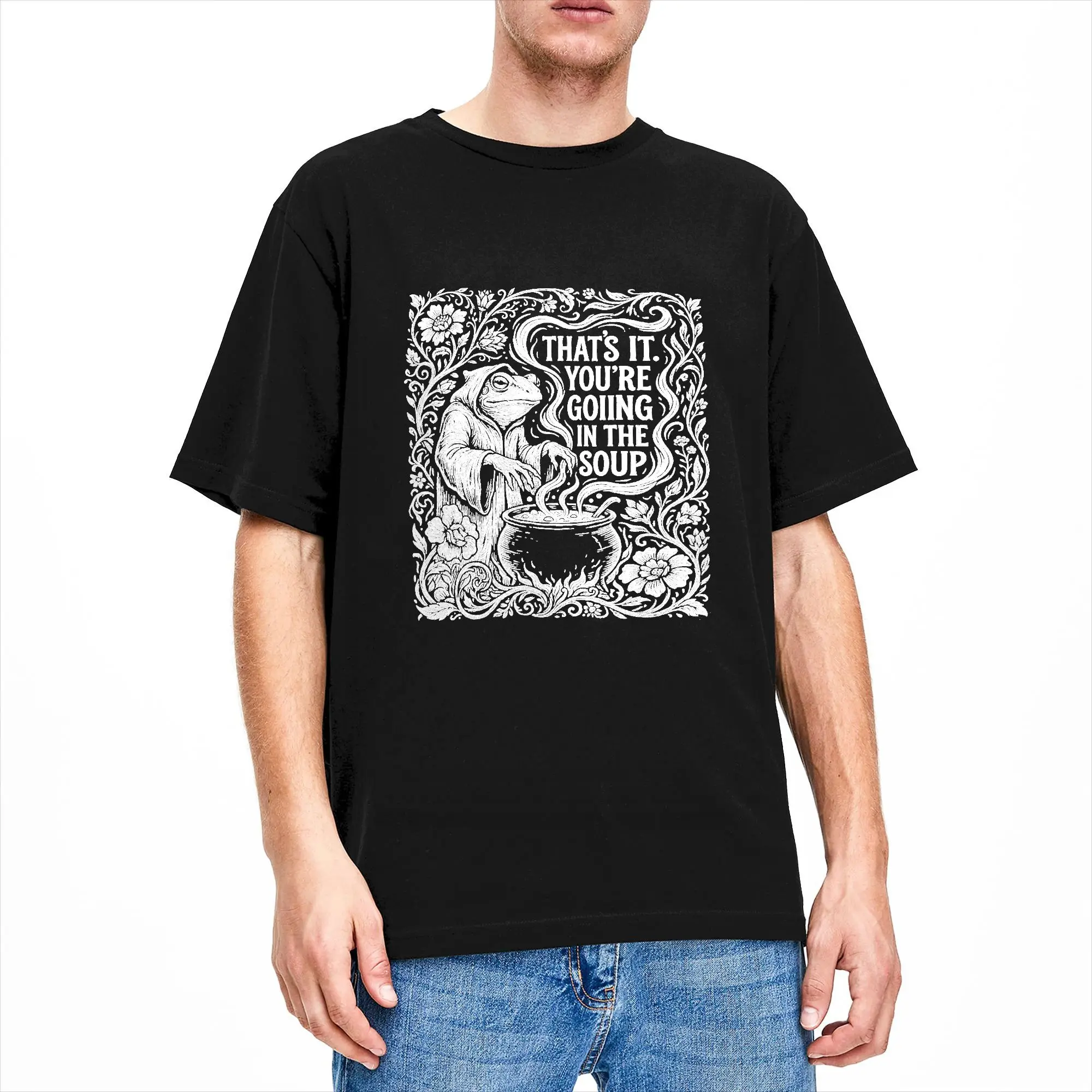 Men That‘s It You’re Going in The Soup Frog Meme T Shirts  Pure Cotton Clothing Summer Y2K Fun Short Sleeve T-Shirt Crewneck