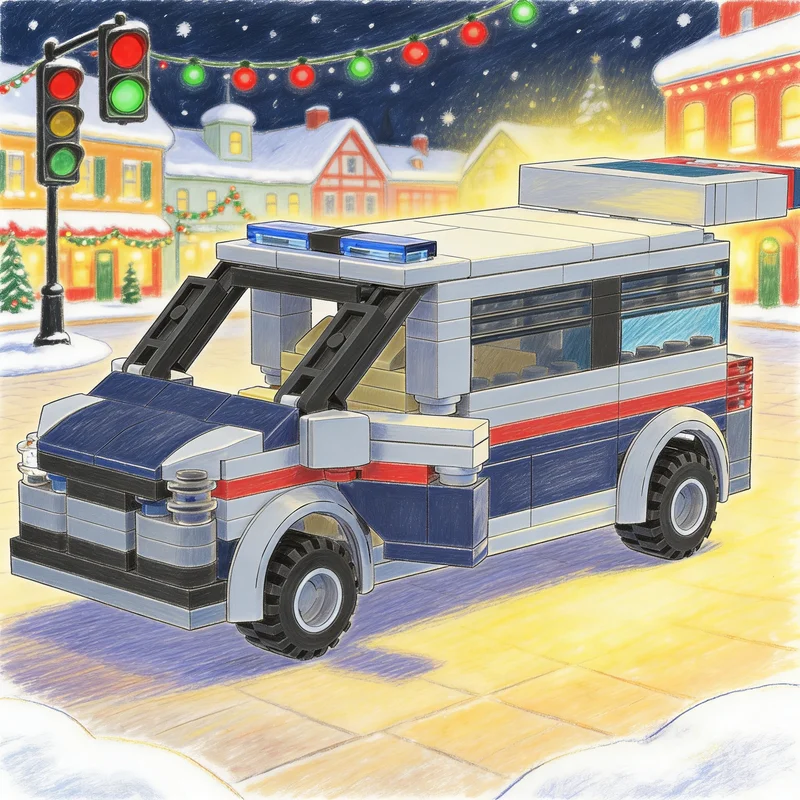 241 stuks MOC City Police Volkswagen Transporter Oostenrijks modelbouw Kerstcadeaus Blokken Constructie DIY Creatief speelgoedidee