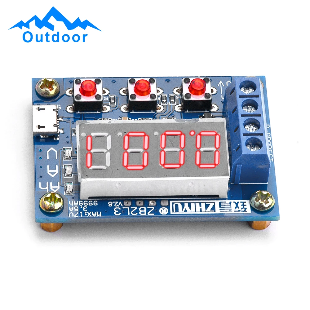 ZB2L3 DC4.5-6V Digital Display Battery Capacity Tester Module with 2 Resistance Accessories Micro USB Interface Upgraded Blue