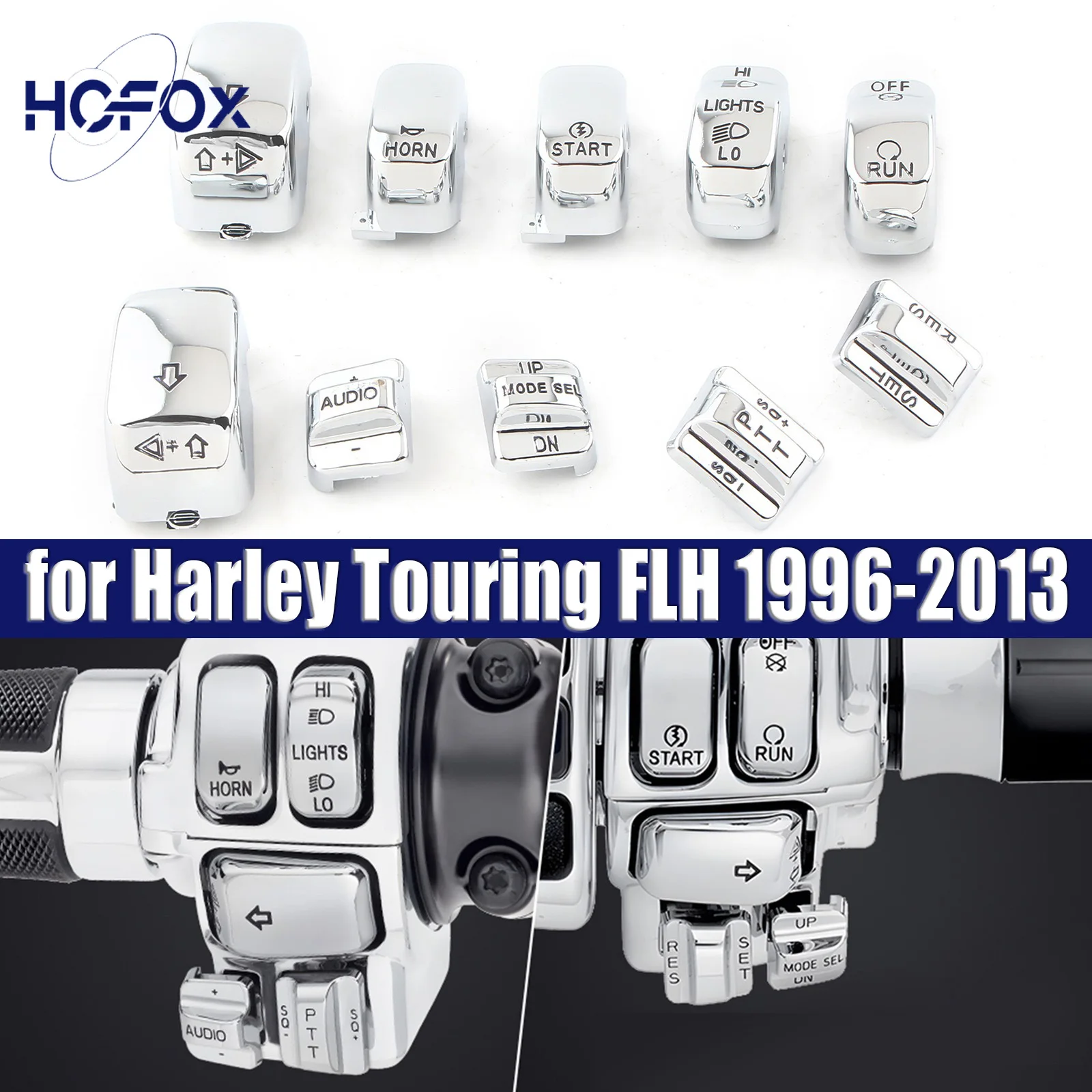 

Motorcycle 10pcs Hand Control Switch Housing Button Caps For Harley 1996-2013 FLHTCU FLHTK FLTR