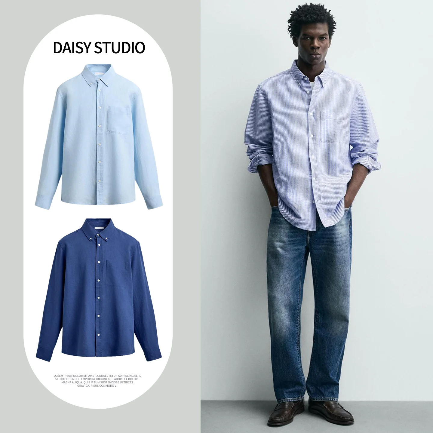 

Spring New Men's Slim Fit Long Sleeve Shirt Collar Stand up Single Button Multiple Buttons Commute Style Polyester Fiber Brea...