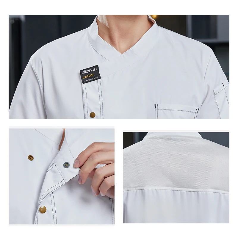 Men Kitchen Jacket Professional Chef Uniform Restaurant Cooking Clothing Bakery Cafe Waiter Shirt Hotel Overalls