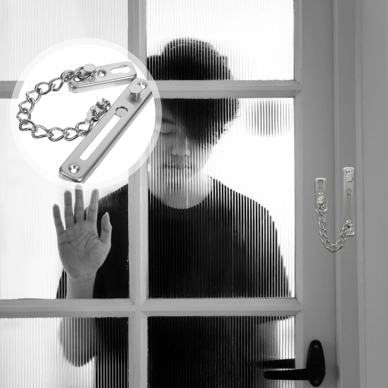 

1Set Door Chain Lock Stainless Steel Durable Security Latch for Home Hotel Indoor Safety Lock Pet Protection