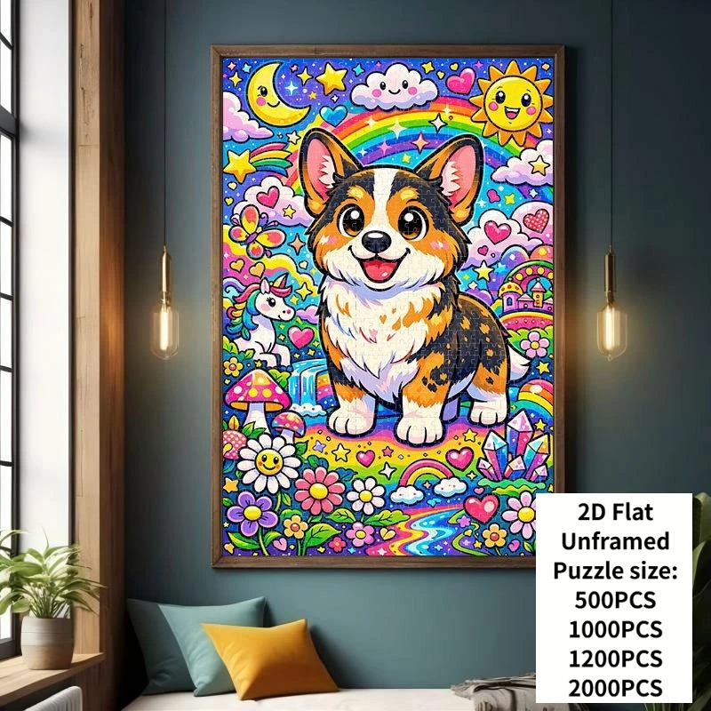 Adult Jigsaw Puzzle 500/1000 Pieces Puzzle Cute Corgi Paper Puzzle Decorative Painting Exercise Brain Thinking Educational Toys