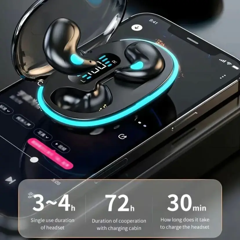 X55 Invisible Earphone 5.3 Earbuds IPX5 Noise Cancelling Touch Control Headphone X55