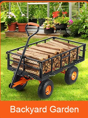 Heavy Duty 400lbs Steel Dump Cart 10in All Terrain Wheels Convertible Flatbed Utility for Hand Carts Trolleys Enclosed Mesh