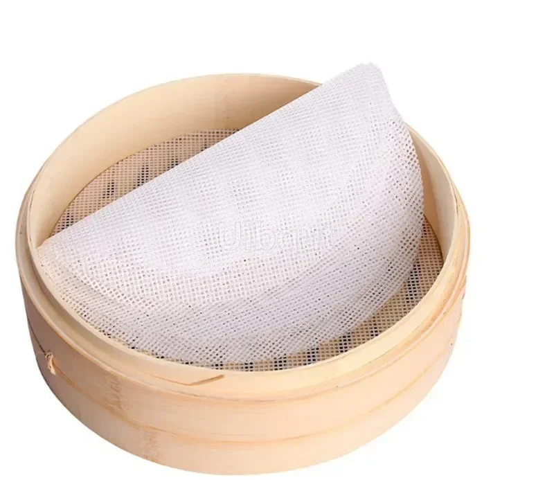 white Round Dumplings bamboo steamer Mat paper Silicone Non Stick Pads Buns Baking Pastry Dim Sum Mesh mat Cooking Accessories