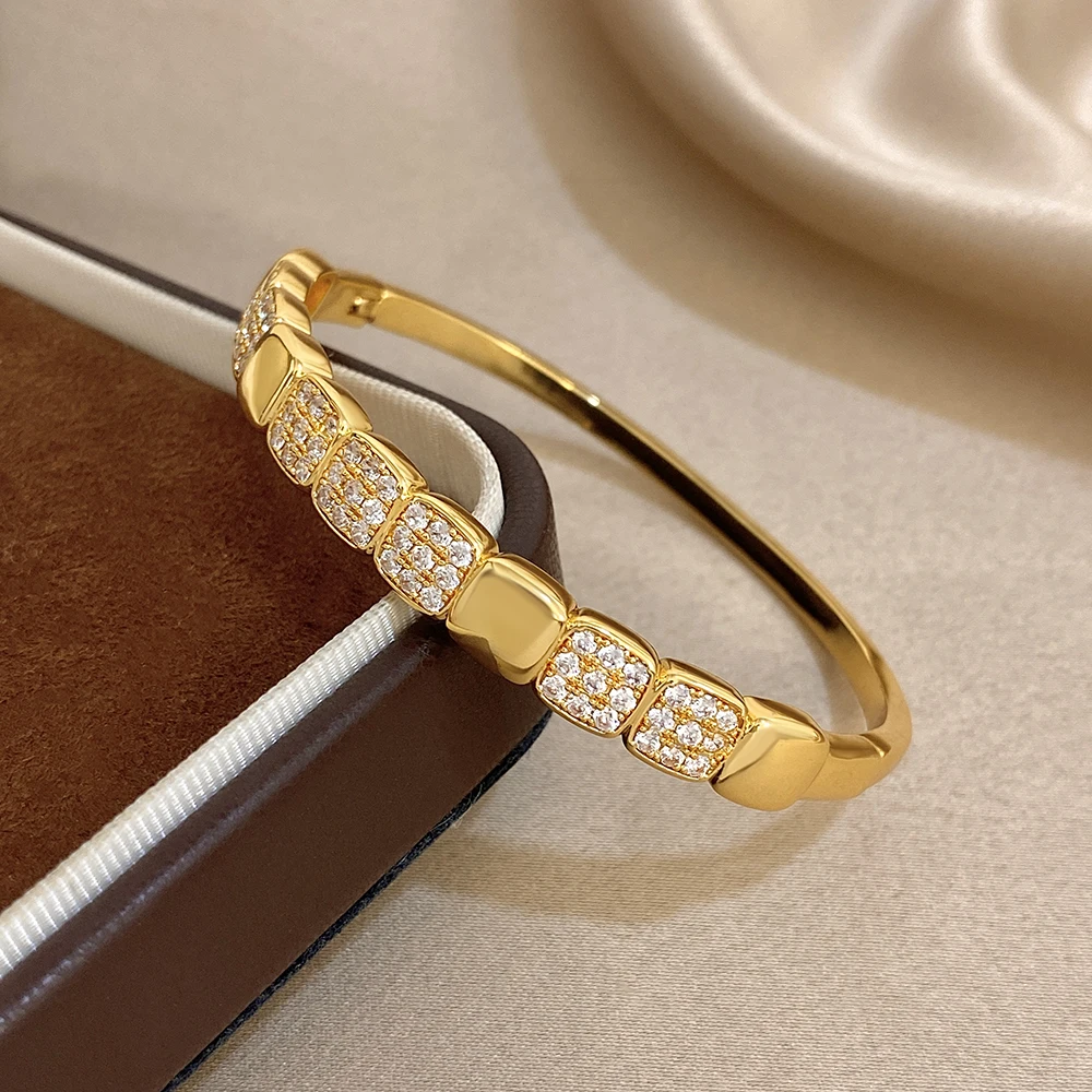 Greatera موضة ساحة كاملة حجر الراين مطعمة تقسم النحاس سوار للنساء الرجال حساسية كول شعبية الإسورة الأكثر مبيعا