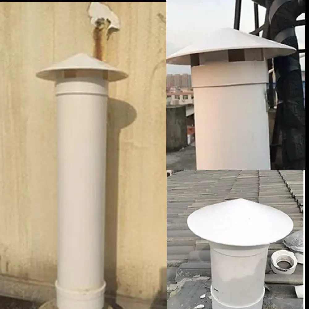 PVC Ventilated Rain Cap Exterior Wall 75-200mm Stove Pipe Protector Cover Smoke Exhaust Hood Rain Pipe Cap Ventilation System