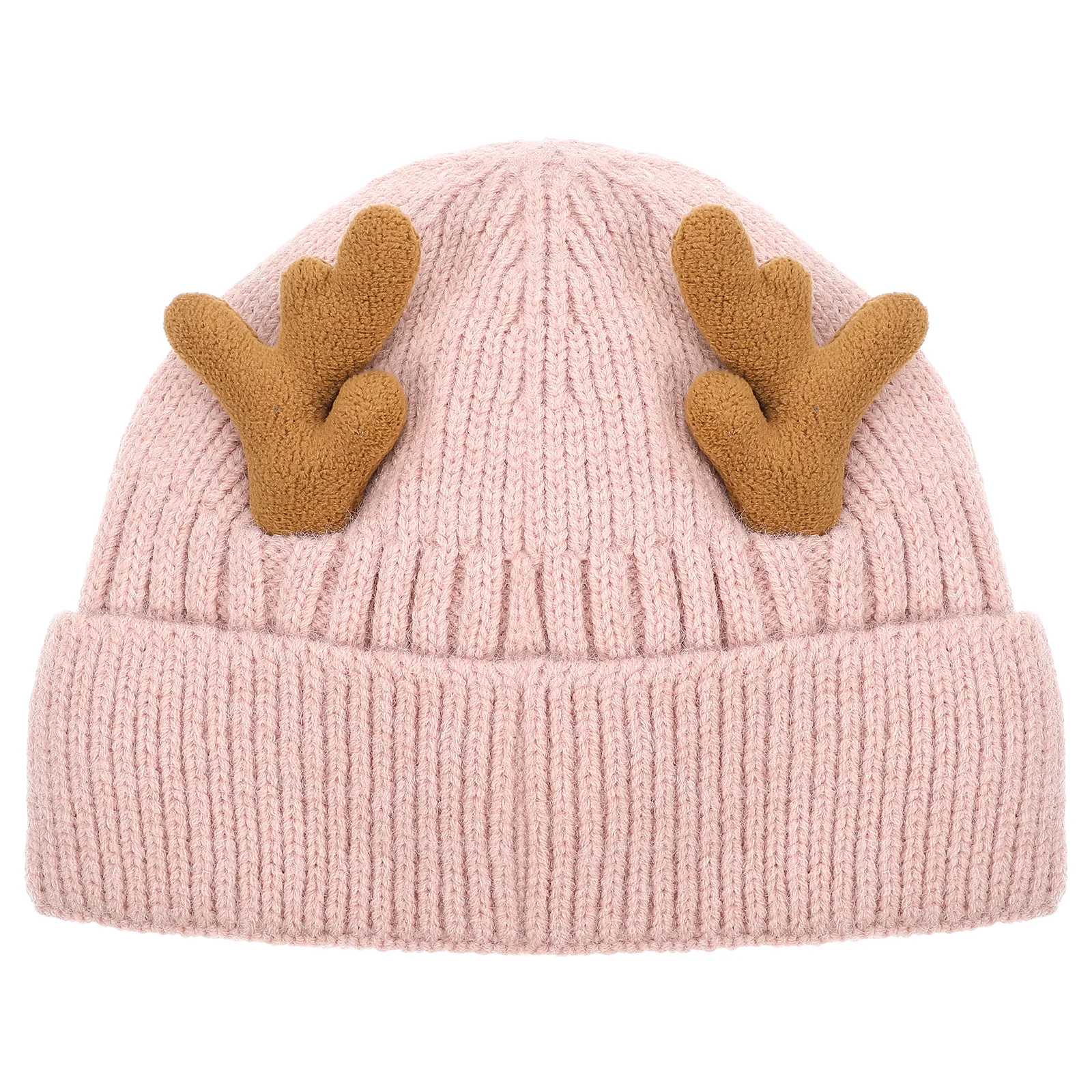 

1Pcs Christmas Antlers Knitted Winter Warm Hat Lightweight Portable Soft Lining Woolen Cap Cozy Knit Cap for Outdoor Indoor