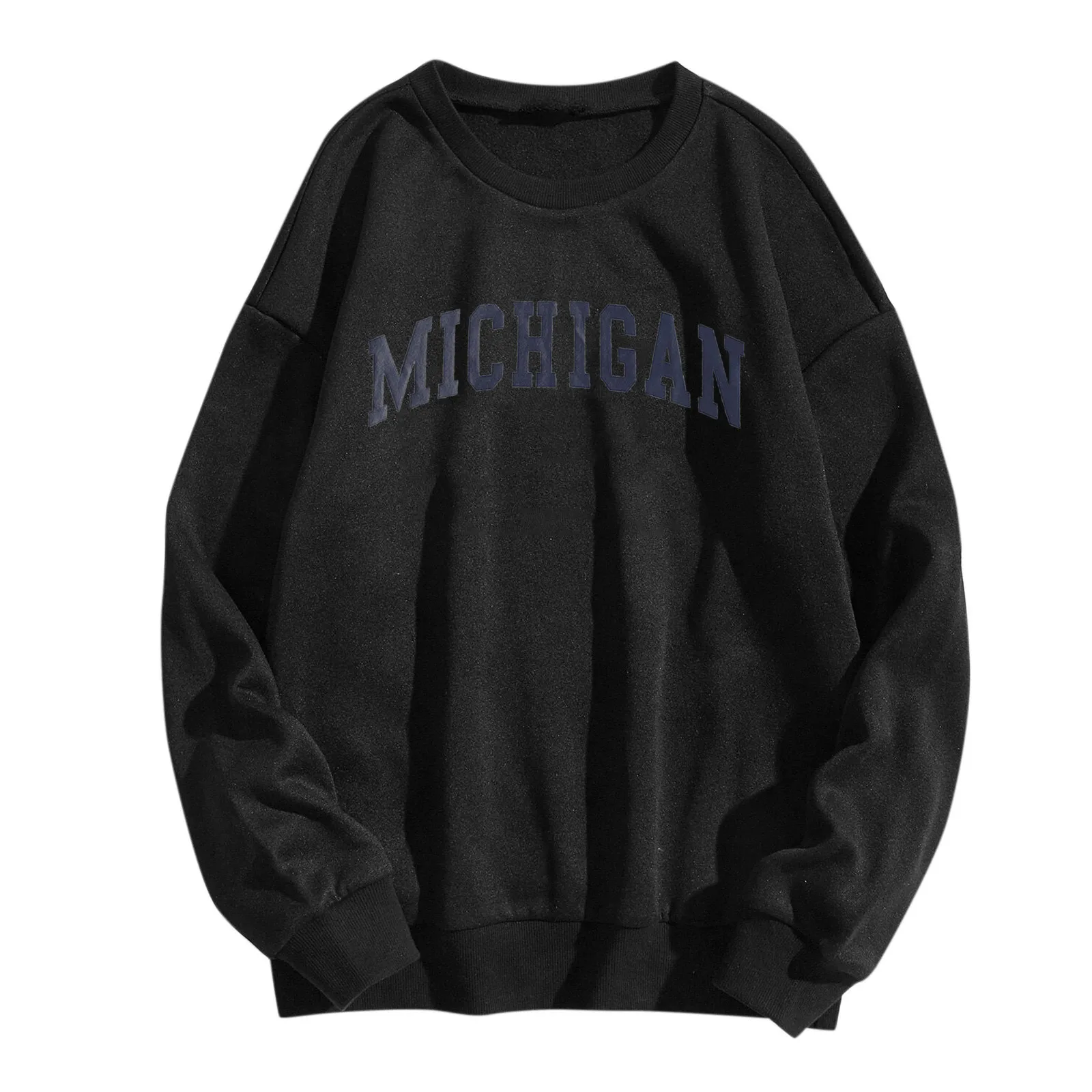 Michigan Letter Print Hoodies For Womens Daily Print Sweatshirt Long Pullover O Neck Printing Tops Long Sleeve Top Ropa Mujer