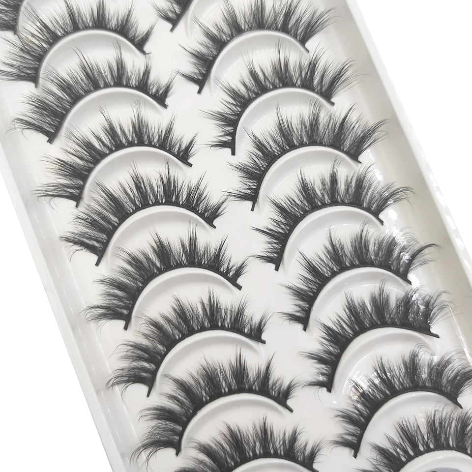 10 pares de pestañas postizas 3D de pelo sintético, naturales, cruzadas y densas, extensión de pestañas, mini 4