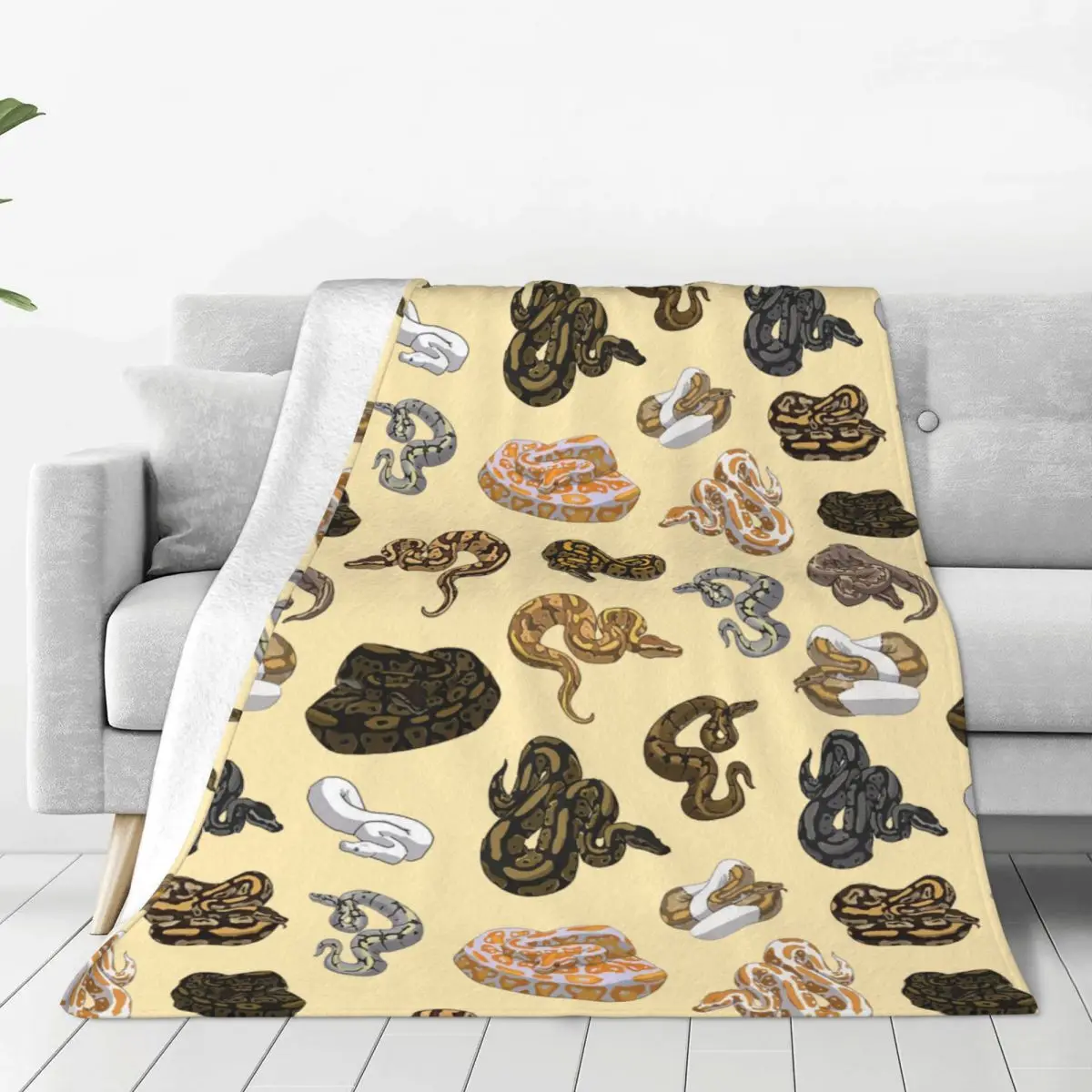 Ball Python Morph Snake Pattern Blankets Soft Warm Flannel Throw Blanket Bedding for Bed Living room Picnic Travel Home Sofa