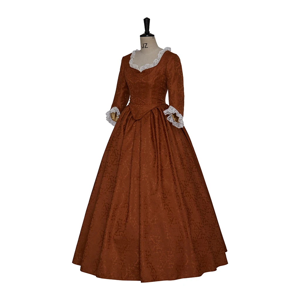 Vestido de noche de la guerra Civil del siglo 18 para mujer, elegante vestido de noche con cuello cuadrado, traje renacentista Vintage